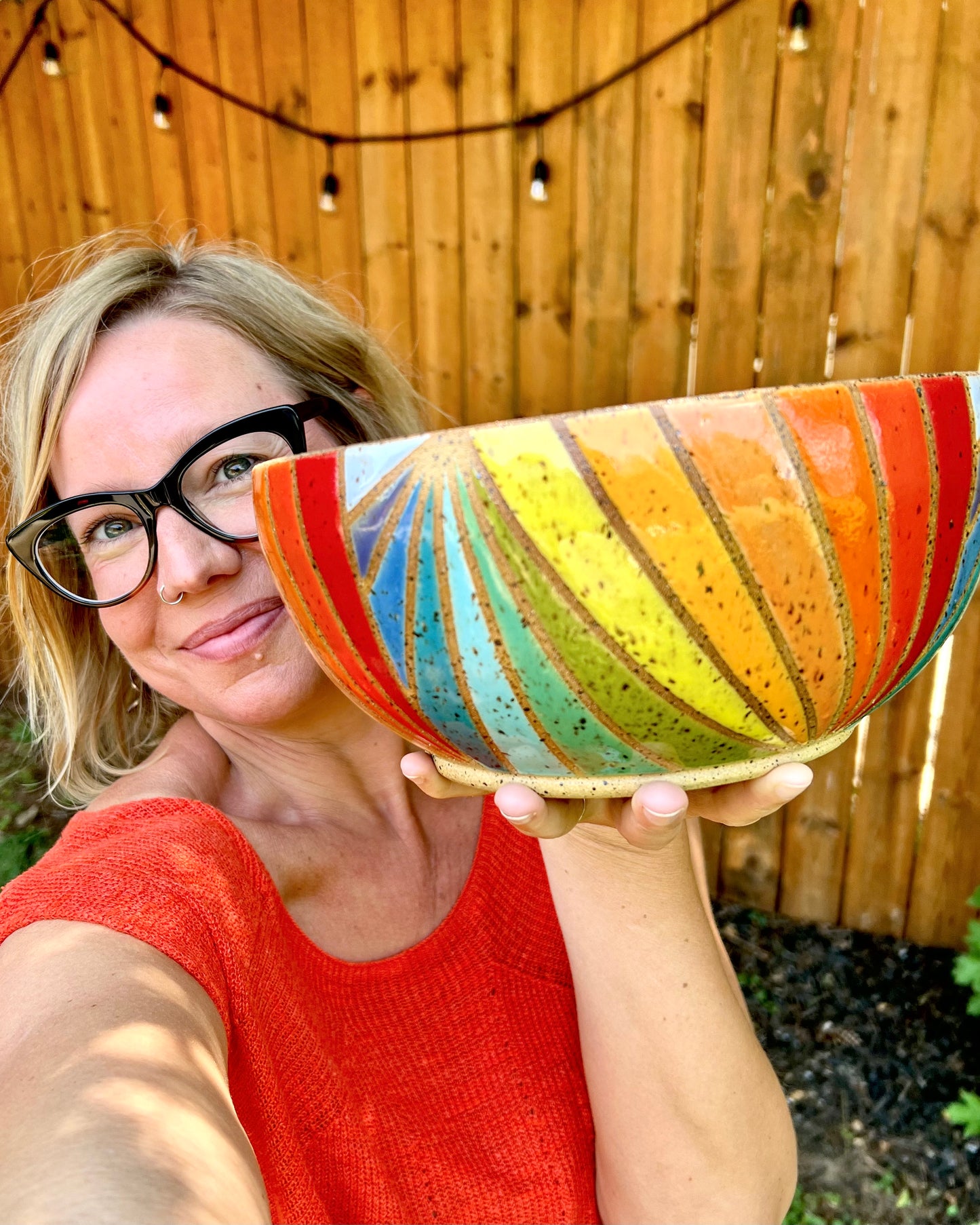 Serving Bowl - Rainbow Prisms