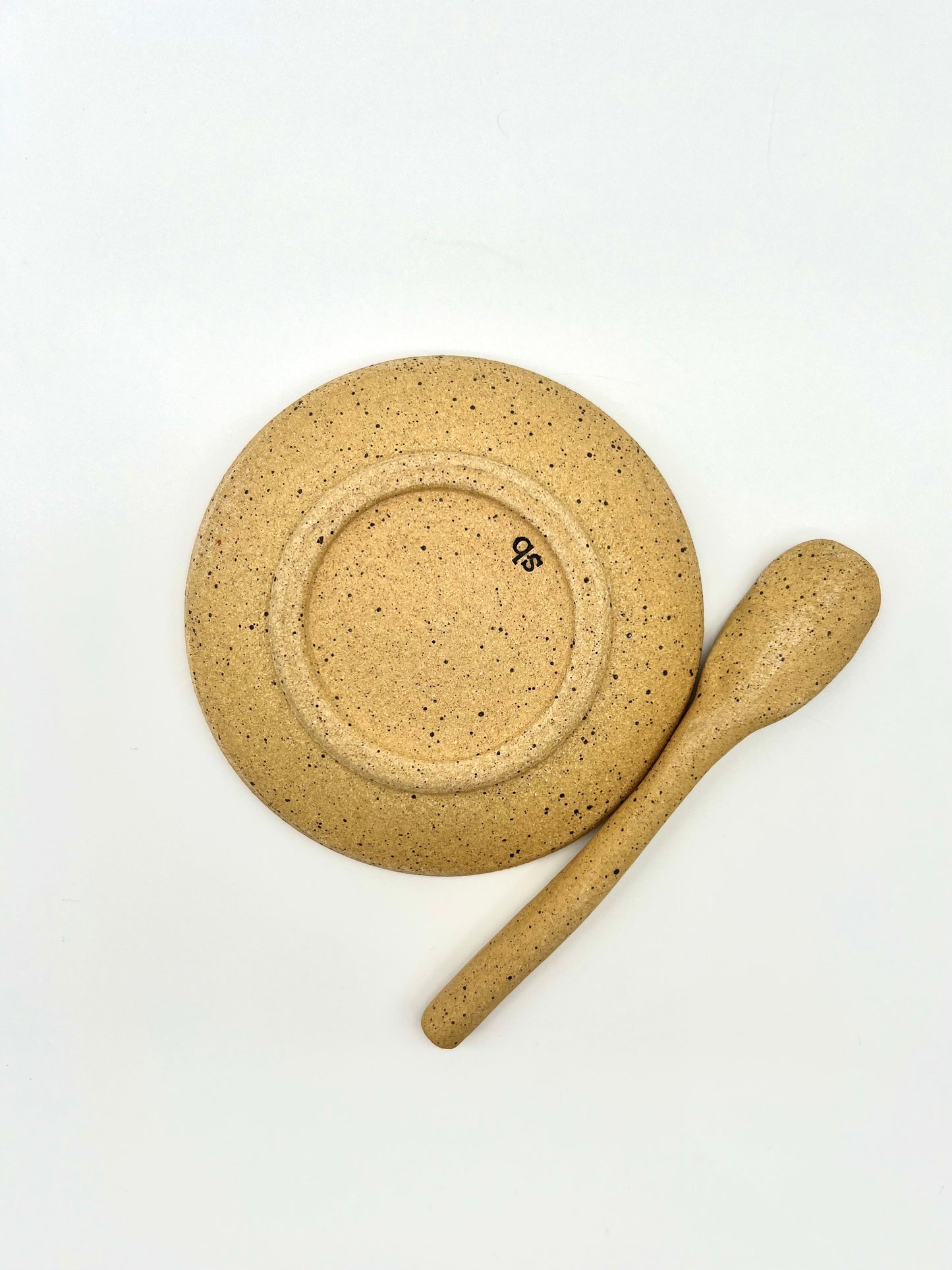 Tea Bag/Spice/Trinket Dish & Hand-built Spoon - Blue Speckle