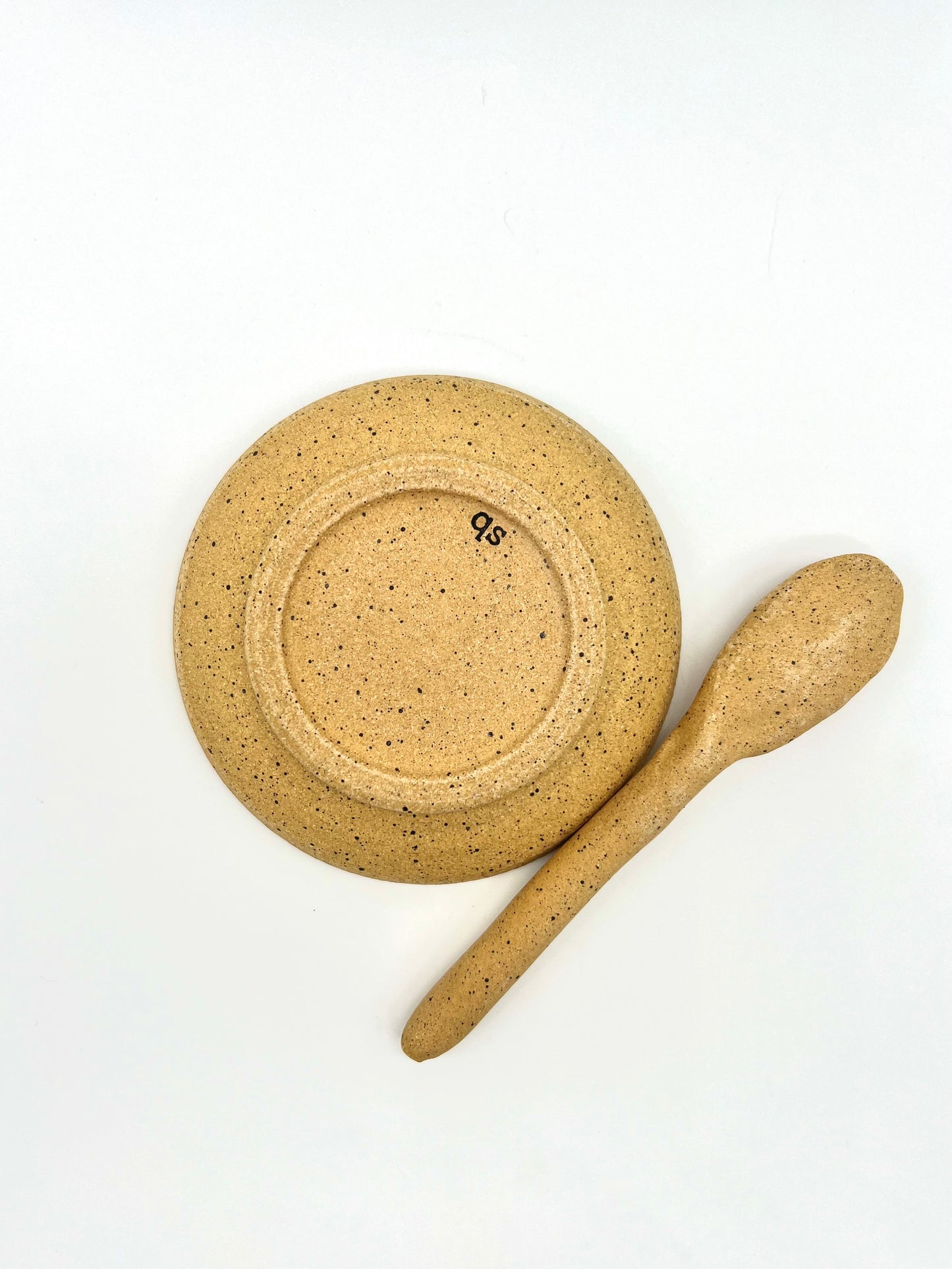 Tea Bag/Spice/Trinket Dish & Hand-built Spoon - Orange Speckle